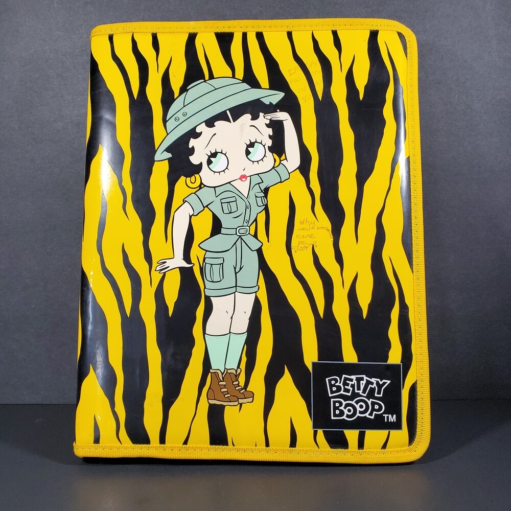 Betty Boop 3-Ring Binder w/ Zipper, Safari Themed with Tiger Stripes